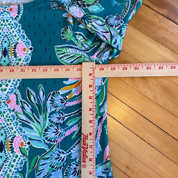 LILY PULITZER 2021 Seralina Maxi Dress Valencia Teal Rain Print Chillylilly - Picture 8 of 16